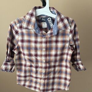 OshKosh B'gosh Kids Checkered Shirt -‎ Burgundy and Sky Blue